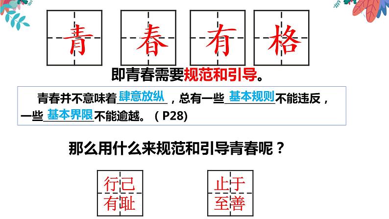 3.2 青春有格-2021-2022学年人教版七年级下册道德与法治课件（共23张PPT）第4页