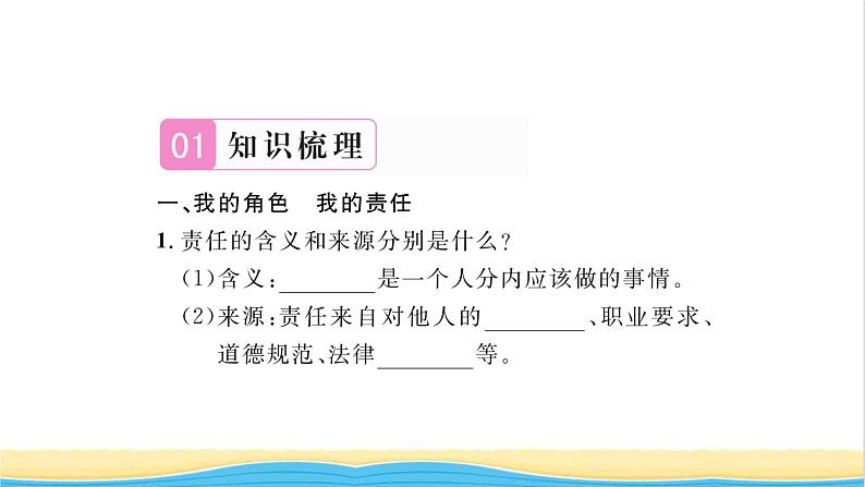 八年级道德与法治上册第三单元勇担社会责任第六课责任与角色同在第1框我对谁负责谁对我负责习题课件新人教版02