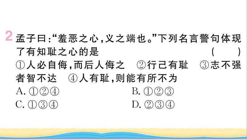 安徽专版七年级道德与法治下册第一单元青春时光第三课青春的证明第2框青春有格作业课件新人教版第3页