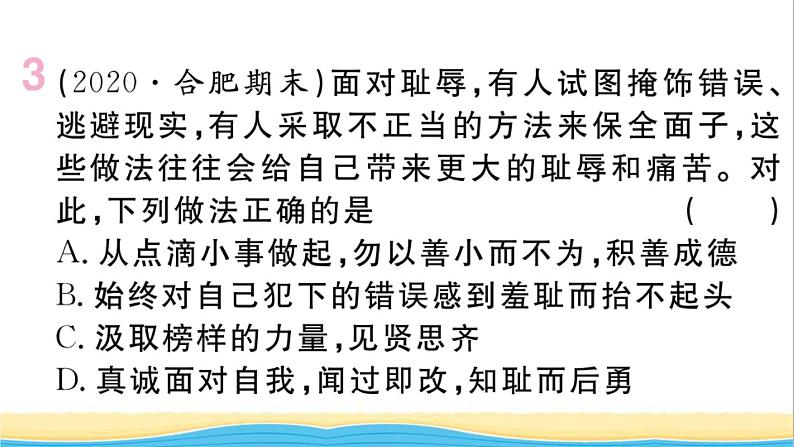 安徽专版七年级道德与法治下册第一单元青春时光第三课青春的证明第2框青春有格作业课件新人教版第4页