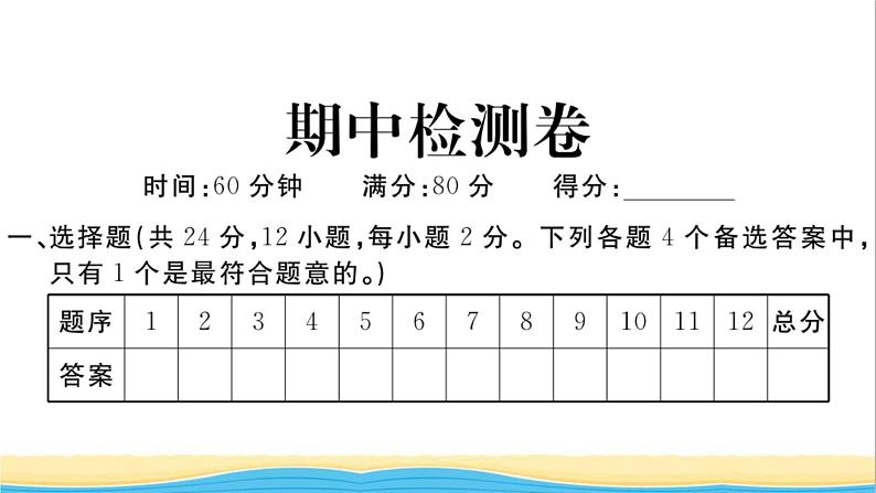 安徽专版七年级道德与法治下学期期中检测卷作业课件新人教版第1页