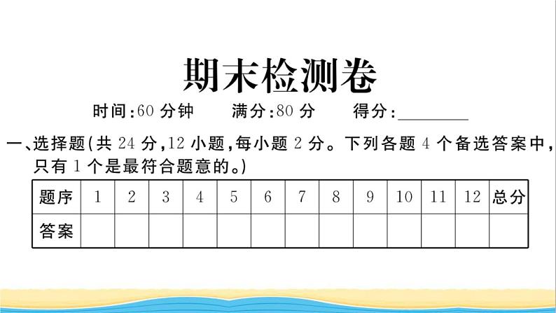 安徽专版七年级道德与法治下学期期末检测卷作业课件新人教版01