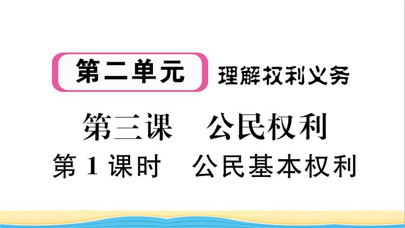 河南专版八年级道德与法治下册第二单元理解权利义务第三课公民权利第1框公民基本权利作业课件新人教版01