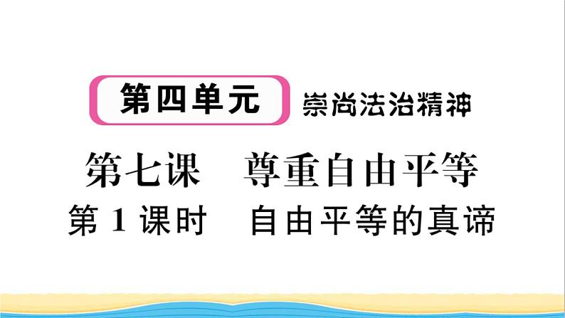 河南专版八年级道德与法治下册第四单元崇尚法治精神第七课尊重自由平等第1框自由平等的真谛作业课件新人教版01