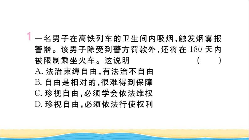 河南专版八年级道德与法治下册第四单元崇尚法治精神第七课尊重自由平等第2框自由平等的追求作业课件新人教版02