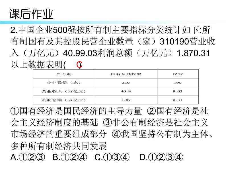 八年级道德与法治下册课后部编本作业课件：第五课第一课时-基本经济制度(共13张PPT)04