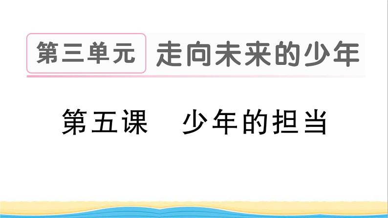 九年级道德与法治下册第三单元走向未来的少年第五课少年的担当作业课件新人教版01