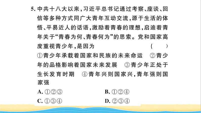 九年级道德与法治下册第三单元走向未来的少年第五课少年的担当作业课件新人教版06