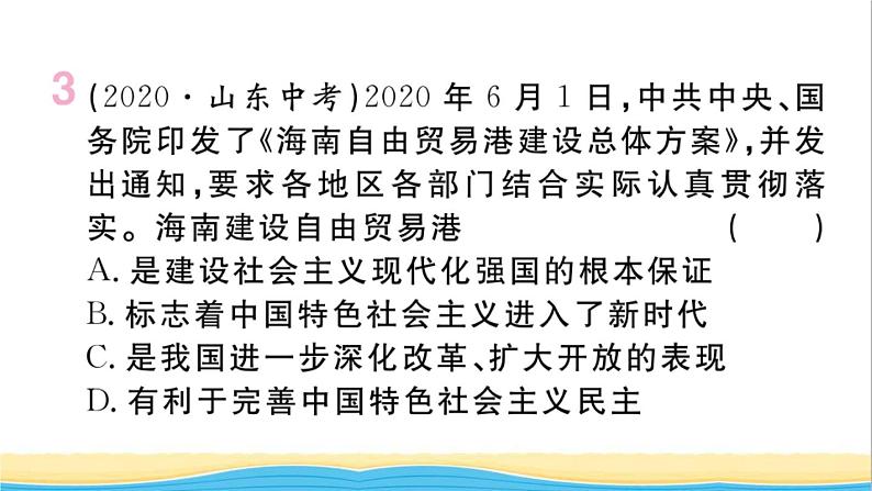 安徽专版九年级道德与法治下册精题汇编踏上强国之路作业课件新人教版07