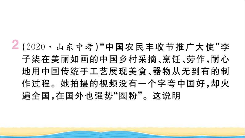 安徽专版九年级道德与法治下册精题汇编守望精神家园作业课件新人教版04