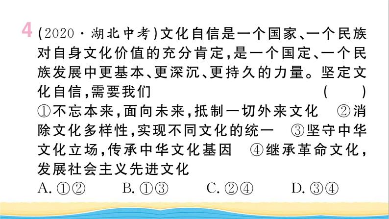 安徽专版九年级道德与法治下册精题汇编守望精神家园作业课件新人教版07