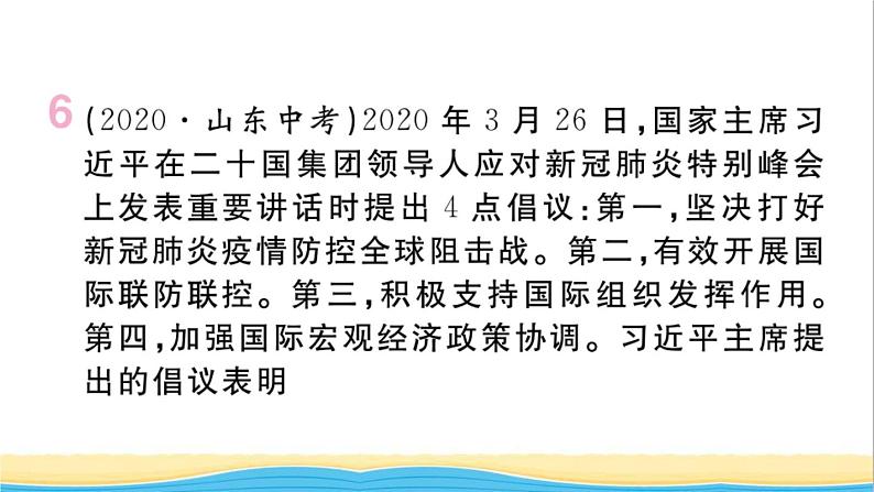 安徽专版九年级道德与法治下册精题汇编我们共同的世界作业课件新人教版07