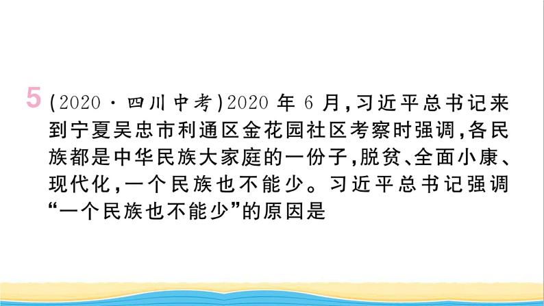 安徽专版九年级道德与法治下册精题汇编中华一家亲作业课件新人教版第7页