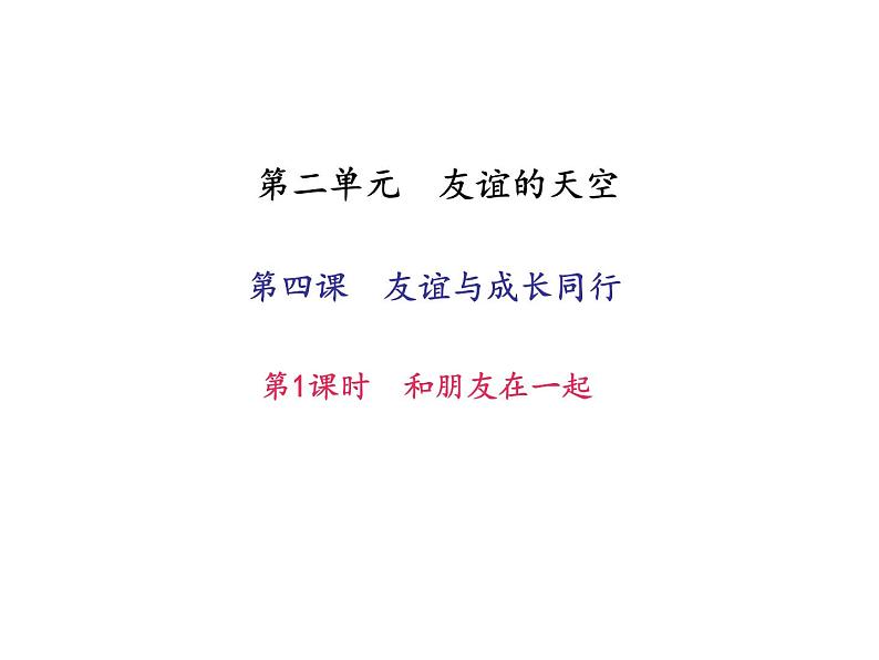 七年级人教版道德与法治（部编版）上册作业课件_第四课  友谊与成长同行  第1课时　和朋友在一起 （共24张PPT）第1页