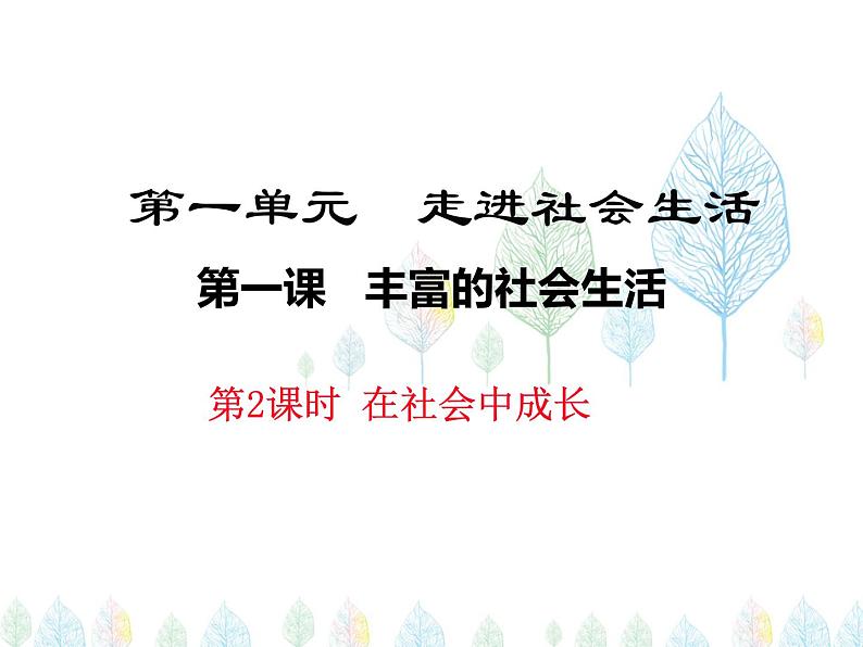 （人教部编版）八年级道德与法治上册教学课件：1.2 在社会中成长（共17张ppt）第1页