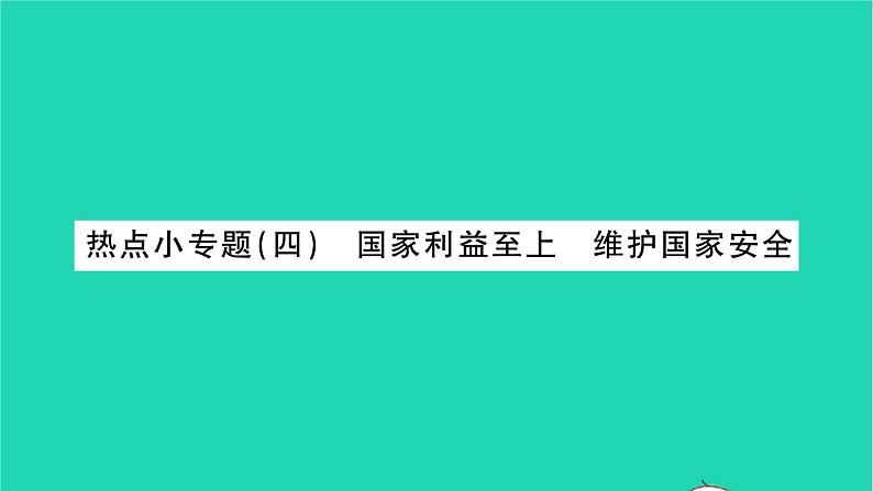 八年级道德与法治上册第四单元维护国家利益热点小专题四国家利益至上维护国家安全习题课件新人教版01