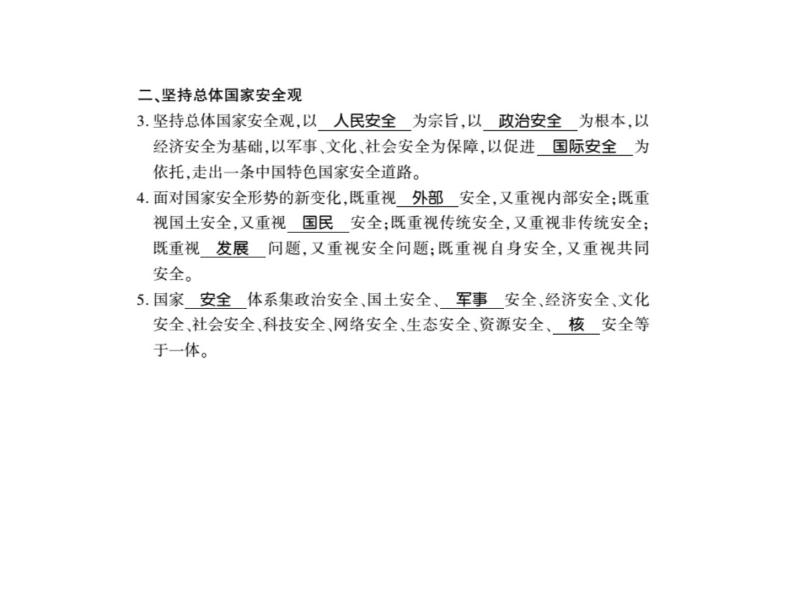 人教版八年级道德与法治上册习题课件：第九课第一框认识总体国家安全观03