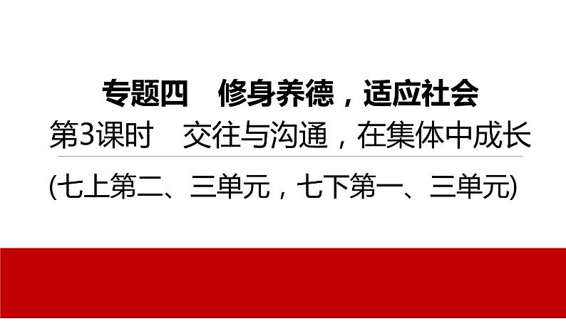 2022年河北中考道德与法治一轮复习课件：专题四第3课时　交往与沟通，在集体中成长01