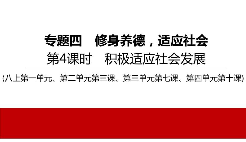 2022年河北中考道德与法治一轮复习课件：专题四第4课时　积极适应社会发展第1页