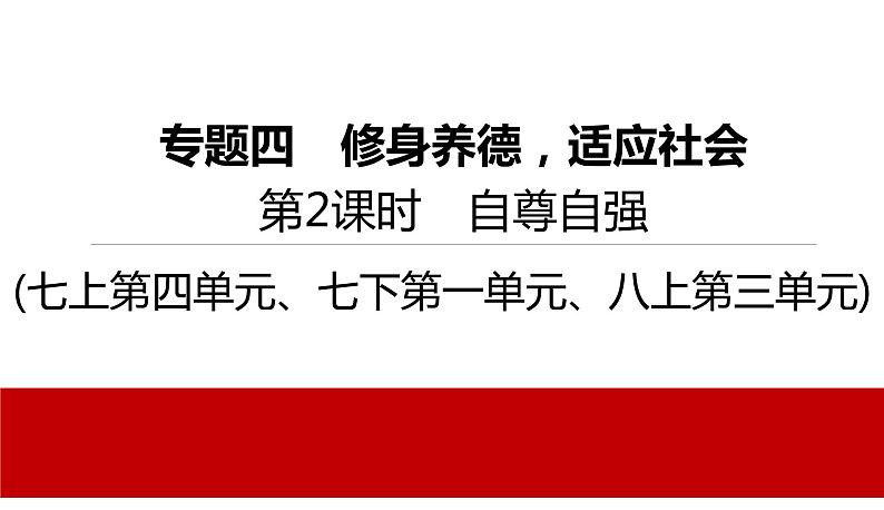 2022年河北中考道德与法治一轮复习课件：专题四第2课时　自尊自强01