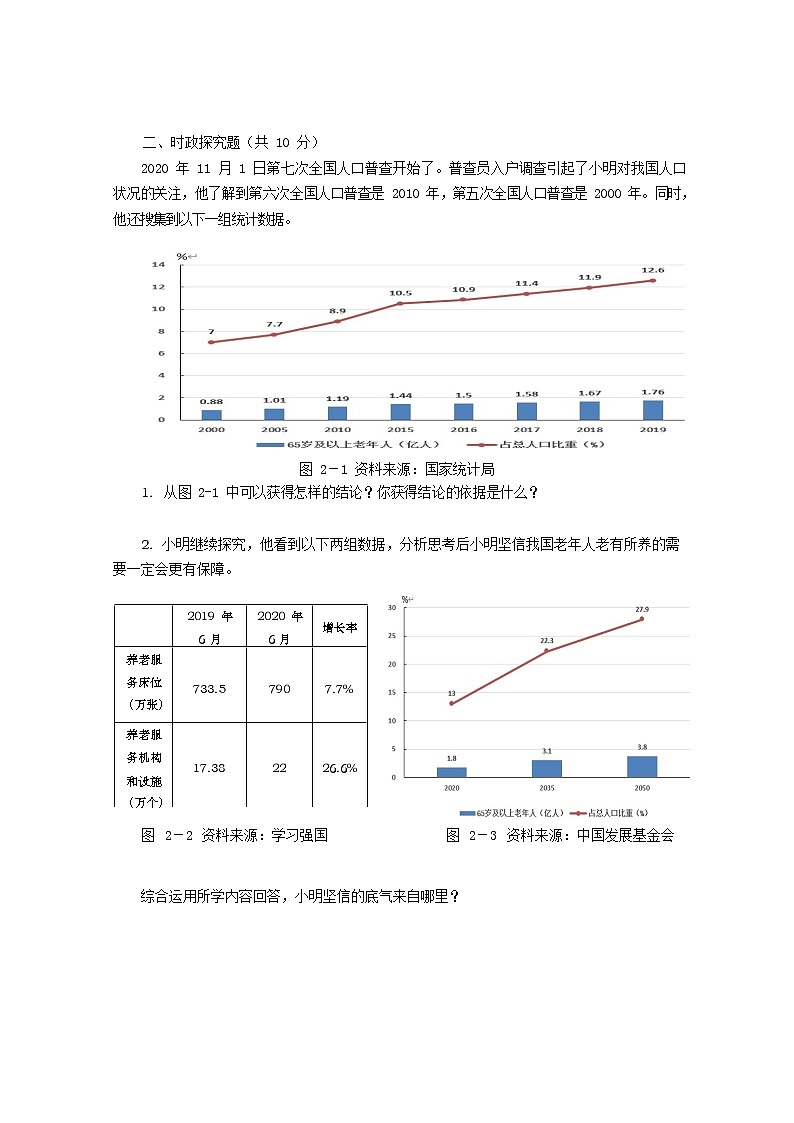 2021年虹口区九年级道德与法治一模卷(含答案)第2页