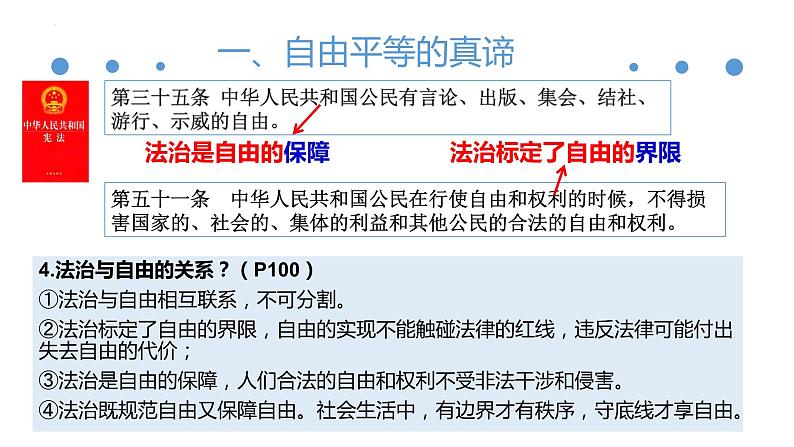 第七课尊重自由平等复习课件2021-2022学年部编版道德与法治八年级下册第5页