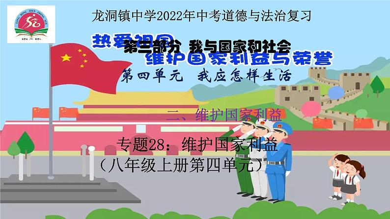 八年级上册第四单元维护国家利益课件-2022年中考道德与法治一轮复习第1页