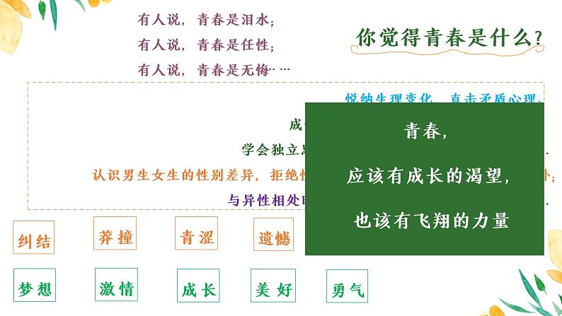 3.1青春飞扬课件-2021-2022学年部编版道德与法治七年级下册第5页