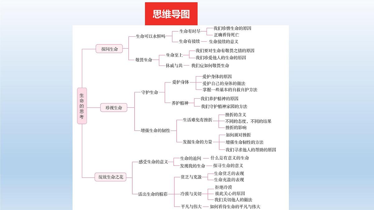 七年级上册第四单元生命的思考2022年中考道德与法治一轮复习课件第3页