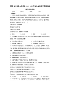 河南省驻马店市平舆县2021-2022学年九年级上学期期中道德与法治试题（word版含答案）