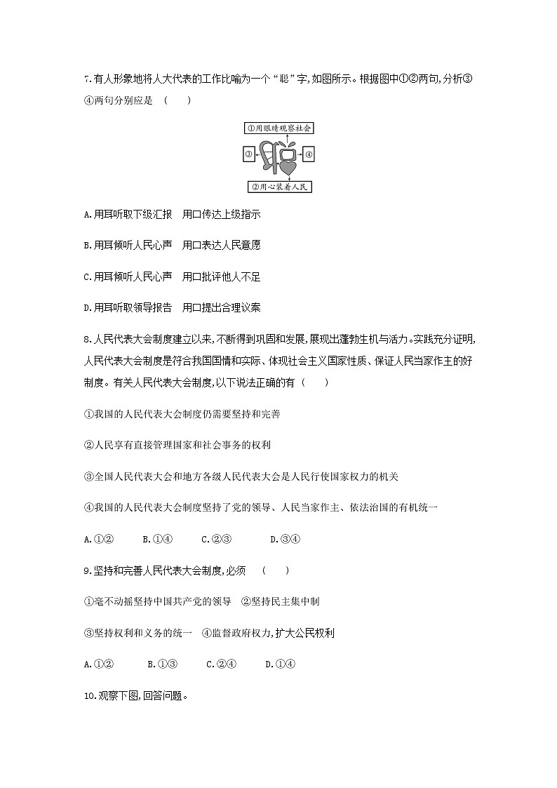 2021-2022学年道德与法治八年级下册  5.2根本政治制度   作业 练习03