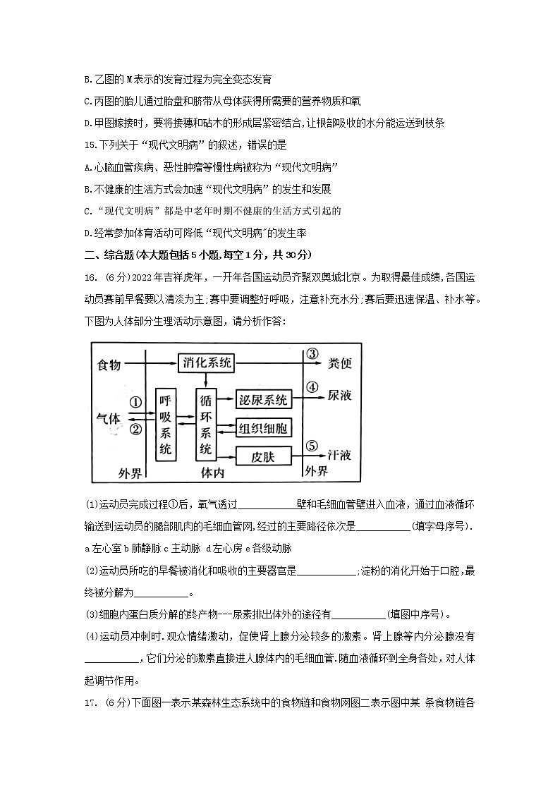 2022年广西北部湾经济区初中学业水平考试模拟（一模）生物试题（一）（word版含答案）03