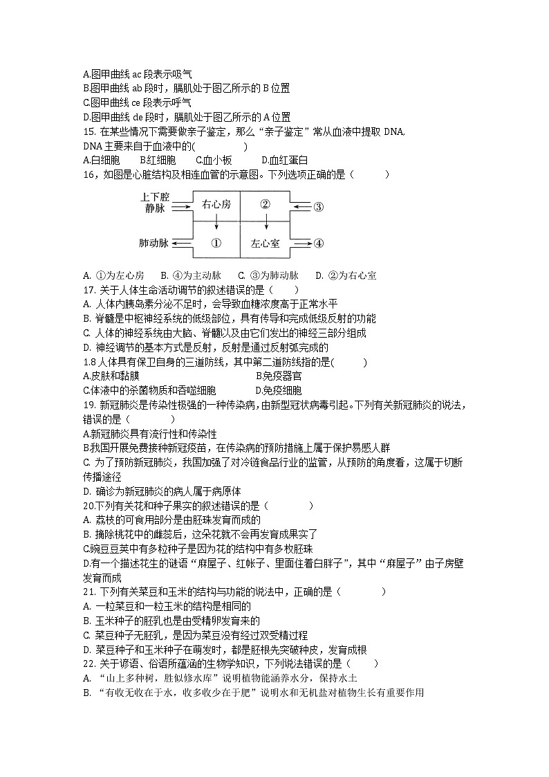 2021年四川省广安市邻水县初中学业水平考试模拟试题（三）生物试题（word版含答案）第3页