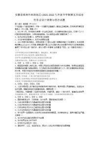 2021-2022学年 安徽省淮南市西部地区 九年级下学期模拟测试 道德与法治 （word版）