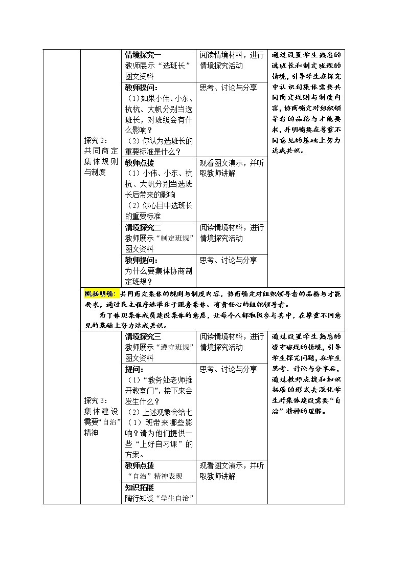 2021-2022学年统编版道德与法治 七年级下册 8.2 我与集体共成长 教案 (2)第3页