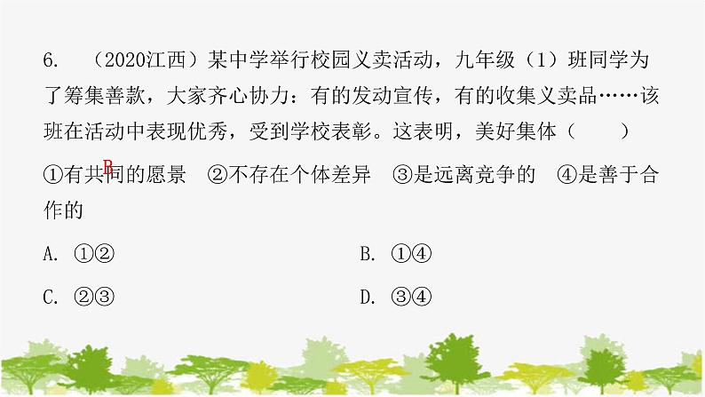 2021-2022学年统编版道德与法治七年级下册 8.1 憧憬美好集体 练习课件（19张）第7页