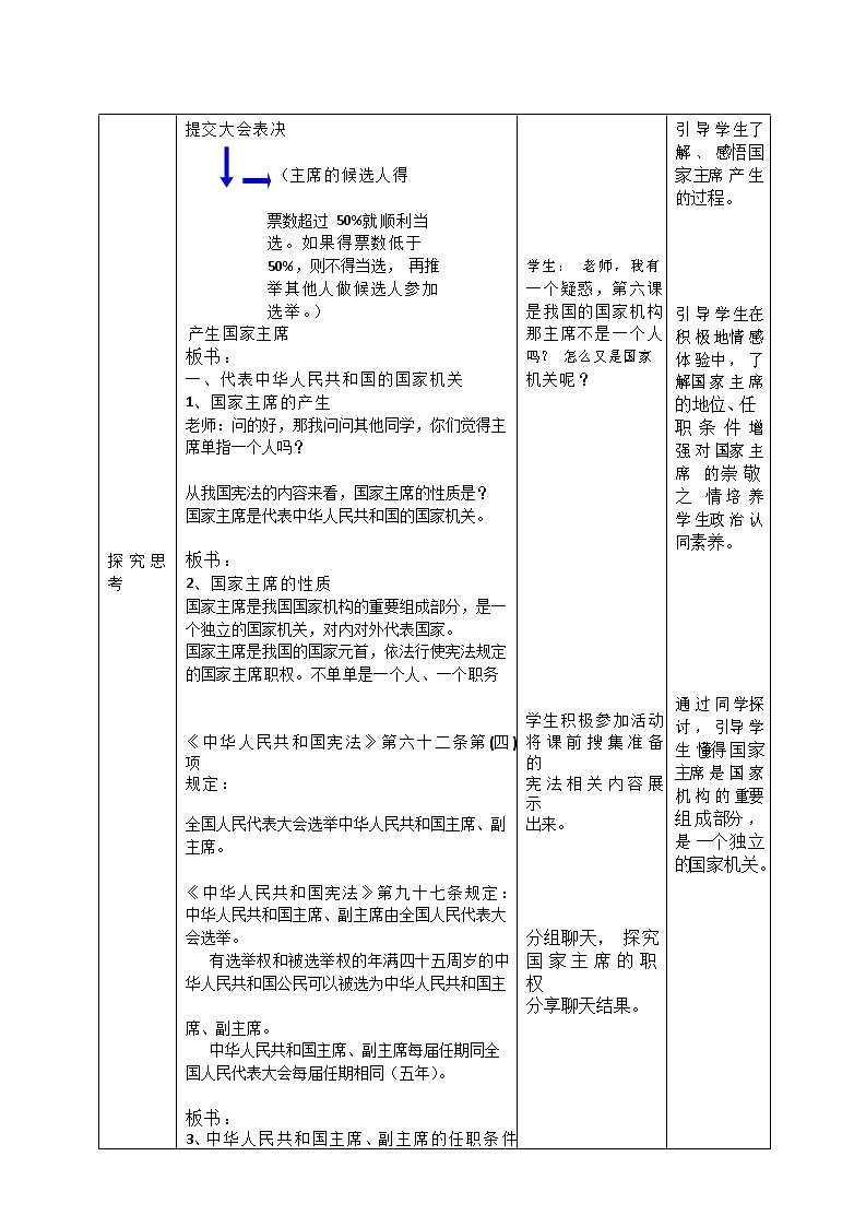 2021-2022学年统编版道德与法治八年级下册 6.2中华人民共和国主席教案 (3)第3页