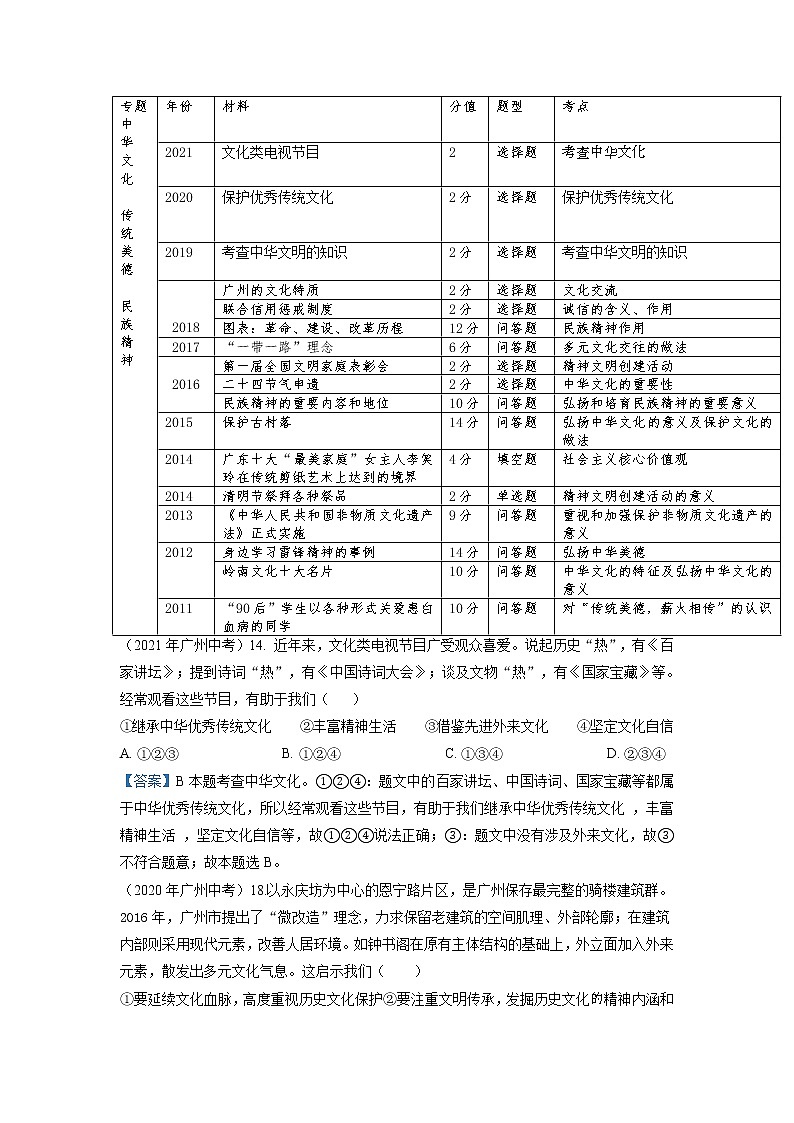 2022年中考道德与法治二轮复习专题教案：+增强文化自信，开展文化交流++第3页