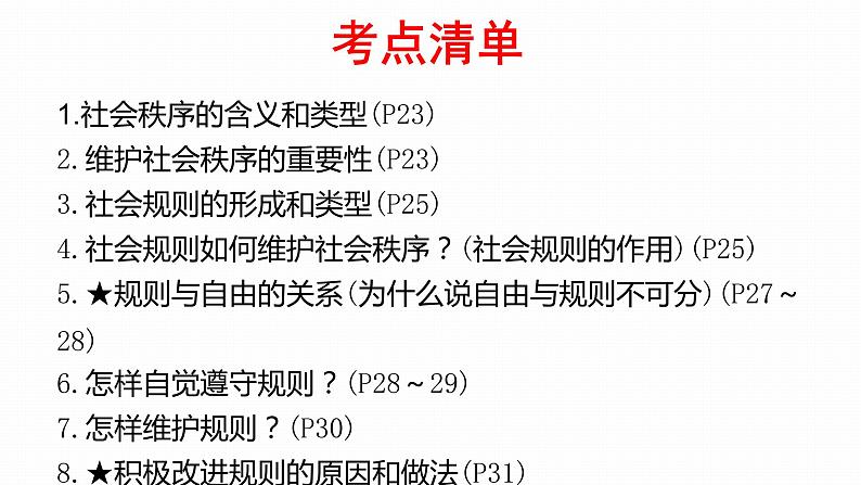 2022年人教部编版中考道德与法治一轮复习专题06 遵守社会规则课件PPT07