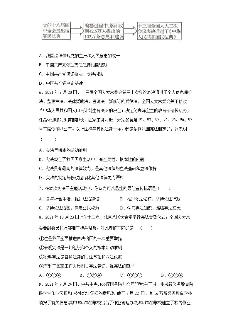 期中复习练习题-2021-2022学年部编版道德与法治八年级下册(word版含答案)02