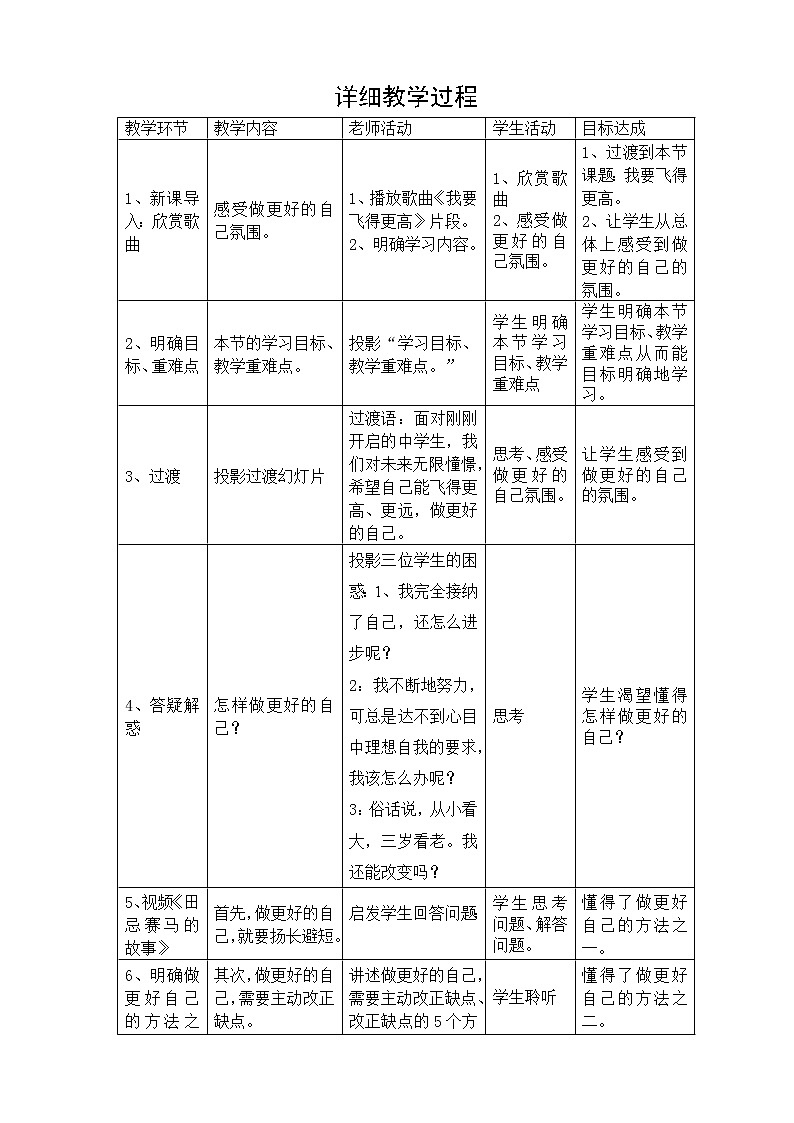 部编版道德与法治七年级上册 我 要飞得更高 （教案）02
