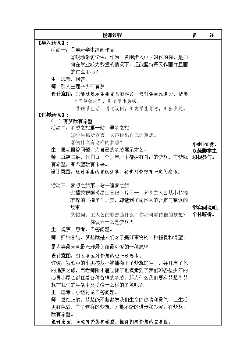 部编版道德与法治七年级上册 1 .2 少年有梦 (2) （教案）03