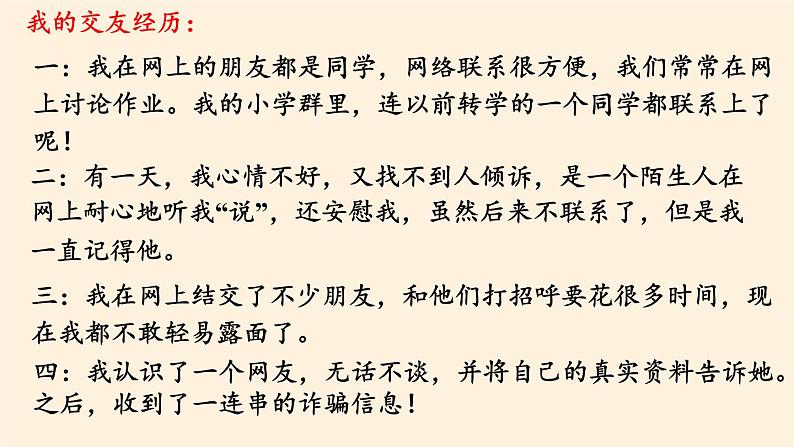 部编版道德与法治七年级上册 5 .2 网上交友新时空(4)（课件）第4页