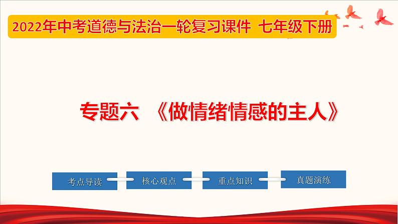 2022年中考道德与法治第一轮夯实基础靶向复习       专题06 做情绪情感的主人（课件）第1页