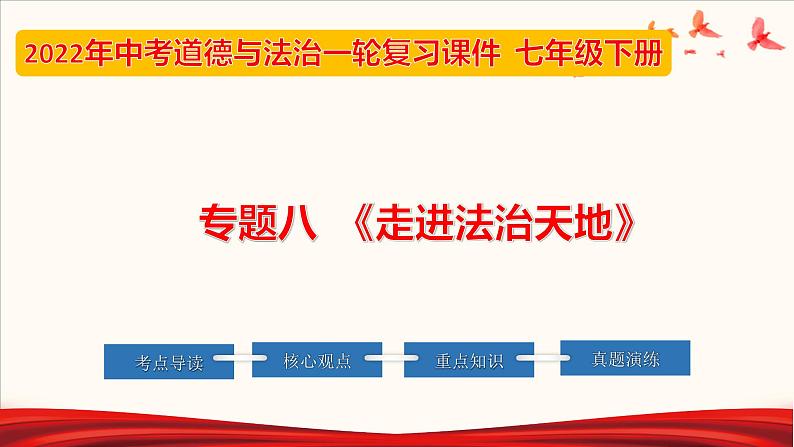 2022年中考道德与法治第一轮夯实基础靶向复习       专题08 走进法治天地（课件）第1页