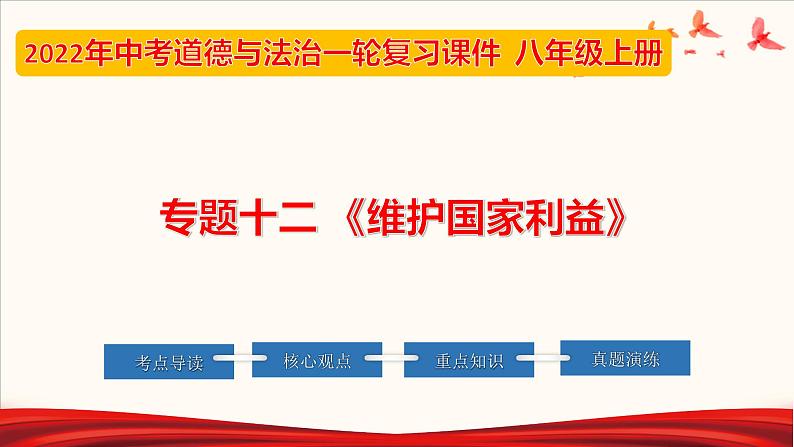 2022年中考道德与法治第一轮夯实基础靶向复习       专题12 维护国家利益（课件）第1页