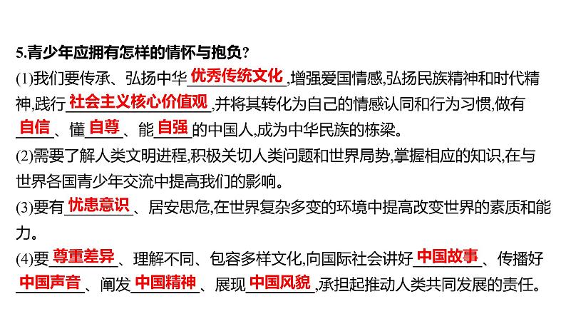 2022年广东省深圳市中考道德与法治一轮复习课件：走向未来的少年06