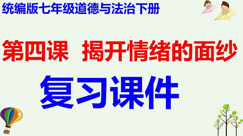 第四课  揭开情绪的面纱-2021-2022学年七年级道德与法治下册按课复习课件01