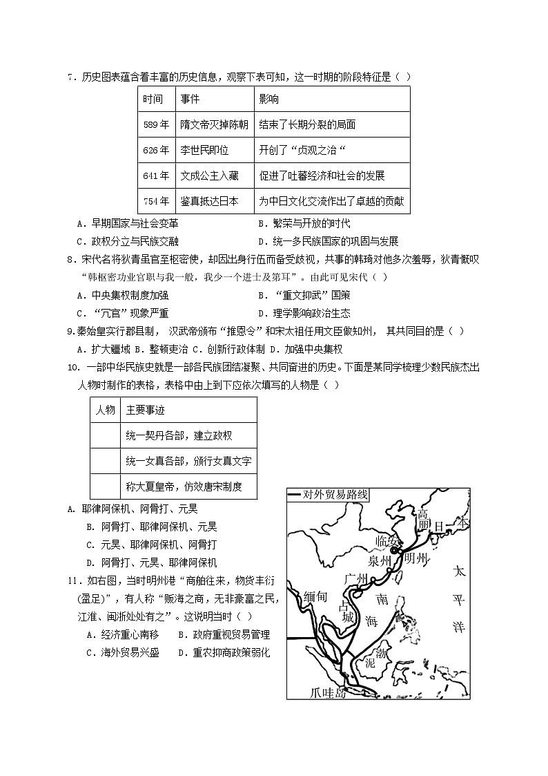 浙江省宁波市鄞州区2021-2022学年七年级下学期期中联考社会政治试卷　（含答案）第2页