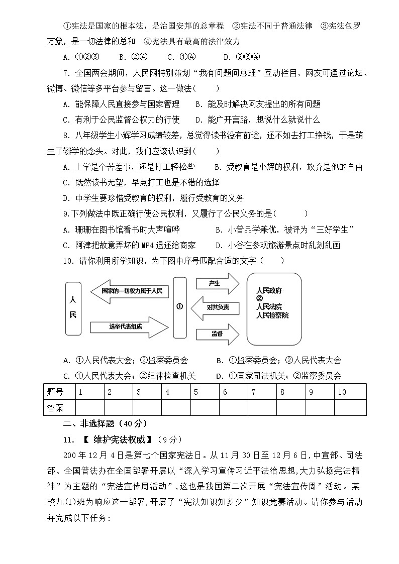 湖北省襄阳市襄州区张家集中学2021-2022学年下学期八年级道德与法治期中测试题（有答案）第2页